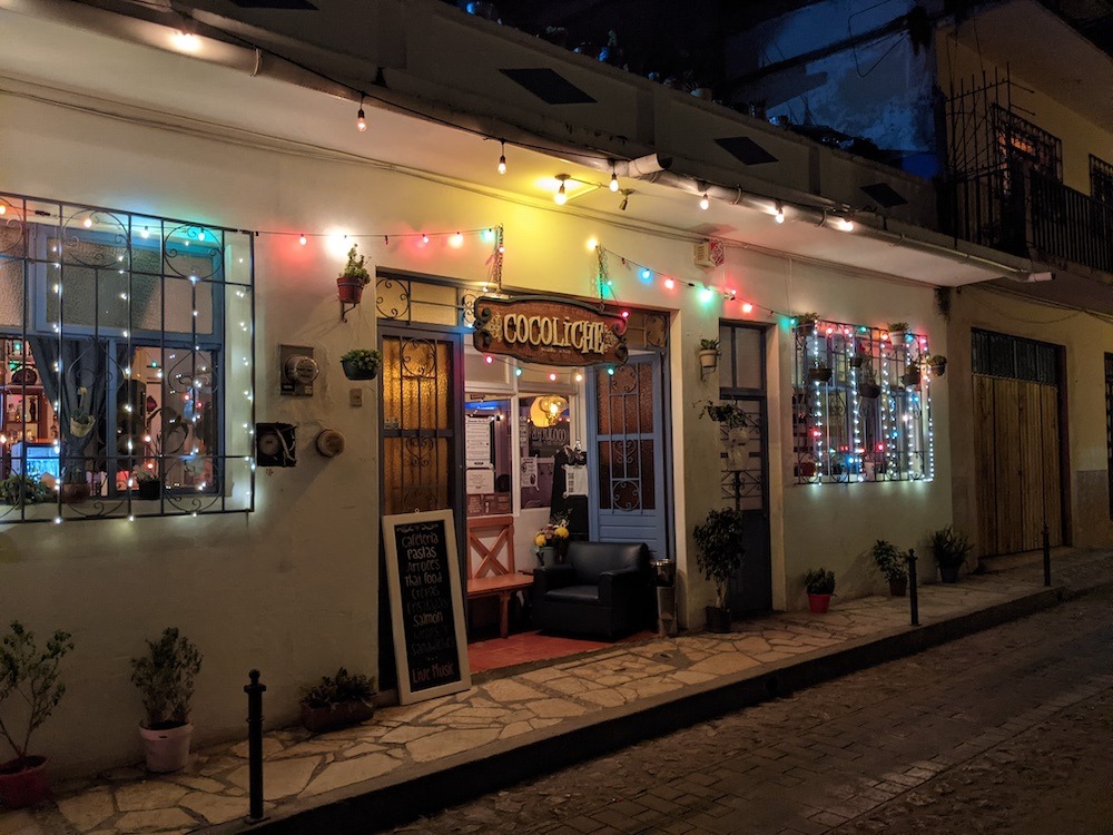 Outside of a cozy restaurant in San Cristobal, Chiapas