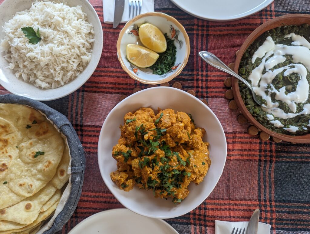 table with indian meal