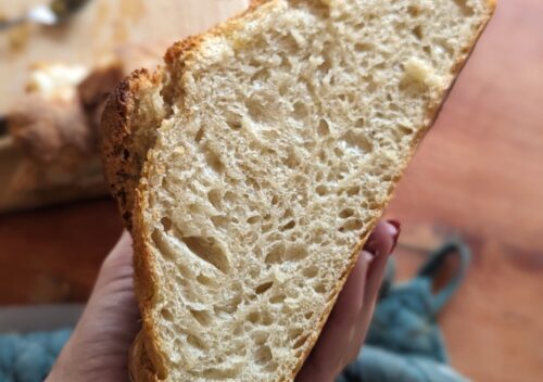slice of beautiful homemade white bread
