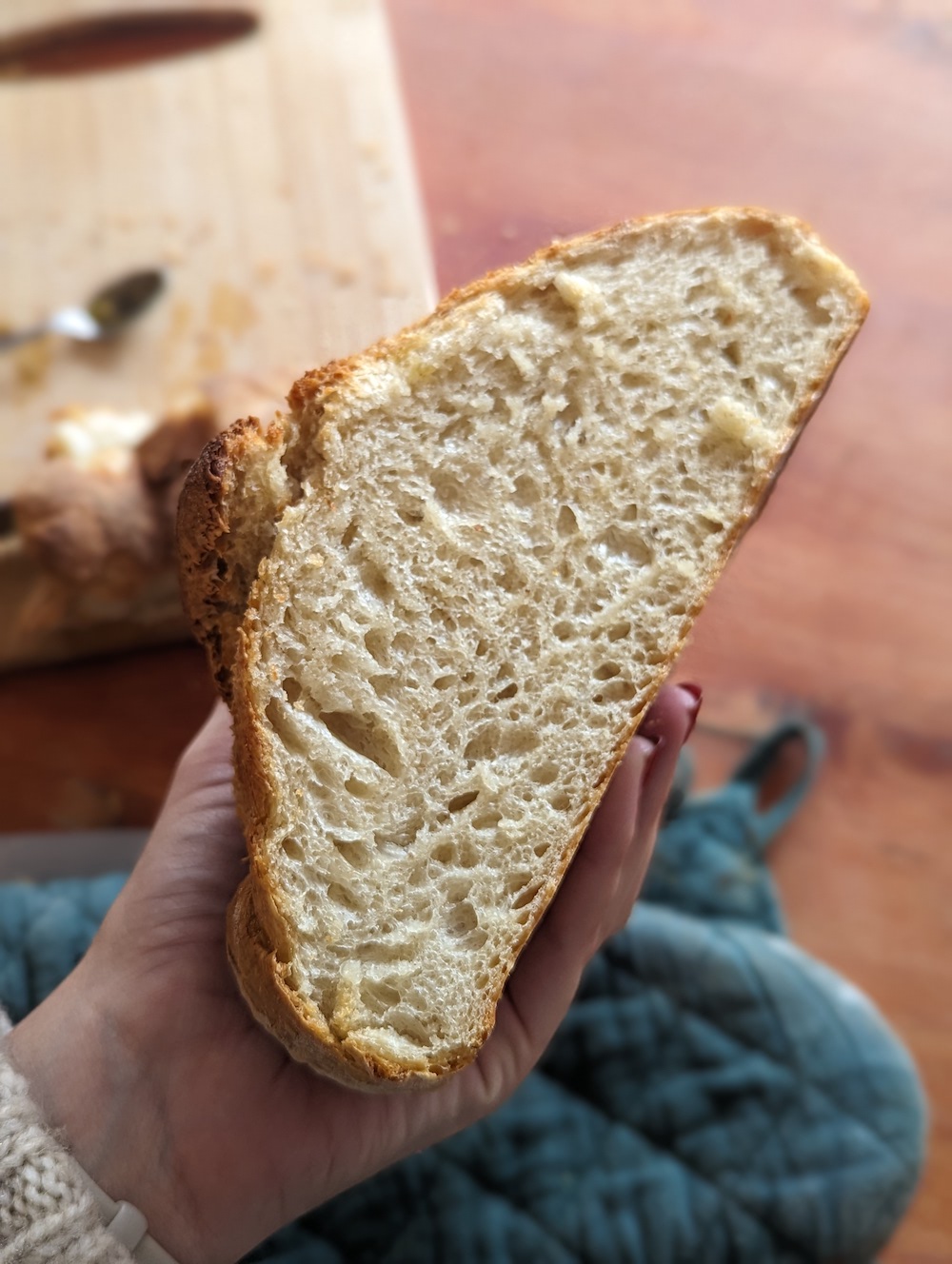 slice of beautiful homemade white bread